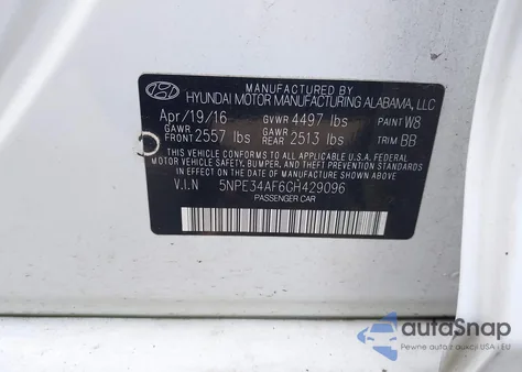 2016 Hyundai Sonata Sport from USA, damaged, VIN 5NPE34AF6GH429096